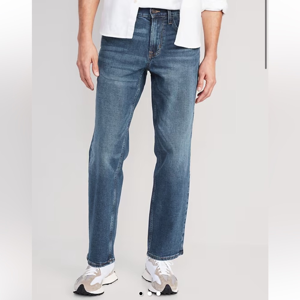 Old Navy Loose Built-In Flex Jeans Medium Wash Button Zipper Fly 2024 NWT-32x32
